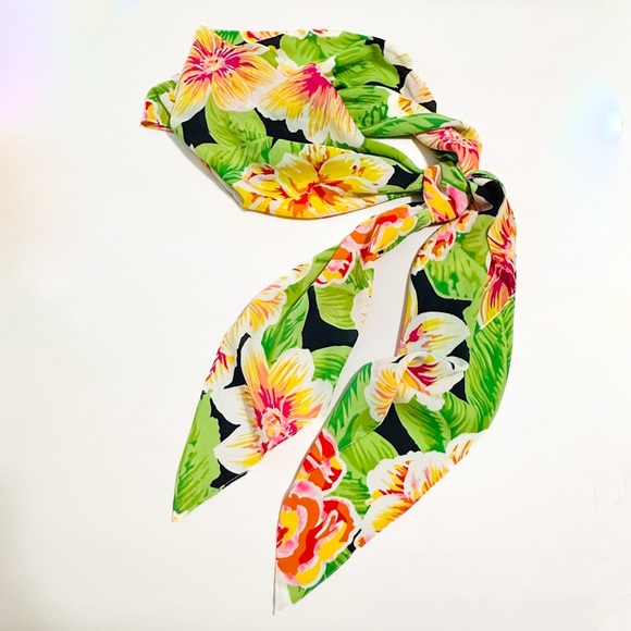 Bill Blass Evening Wide Leg Palazzo Pants & Scarf / Sash Floral Designer Sz M - Picture 5 of 16